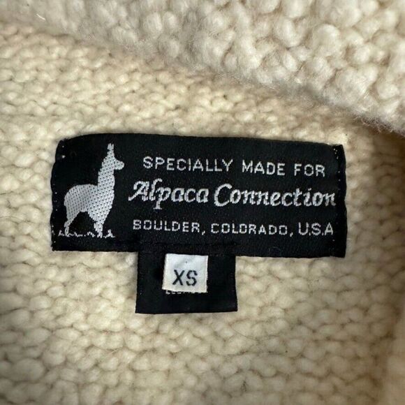 Vintage Womens Alpaca Connections White Chunky Wool Oversized Boxy Sweater XS - Picture 7 of 8